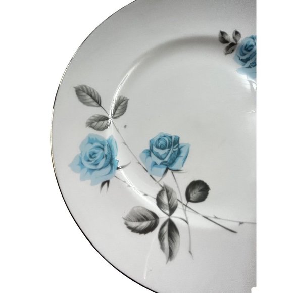 Crown Staffordshire Fine Bone China Blue Rose 8.25" Salad Plate Gold Trim - Picture 5 of 5